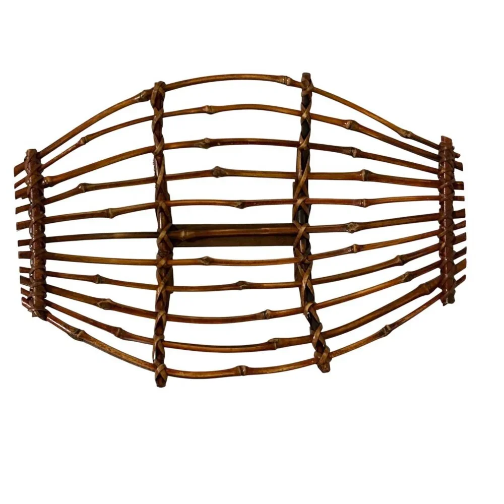 Bamboo Centerpiece Fruit Basket Rustic Home Decor.